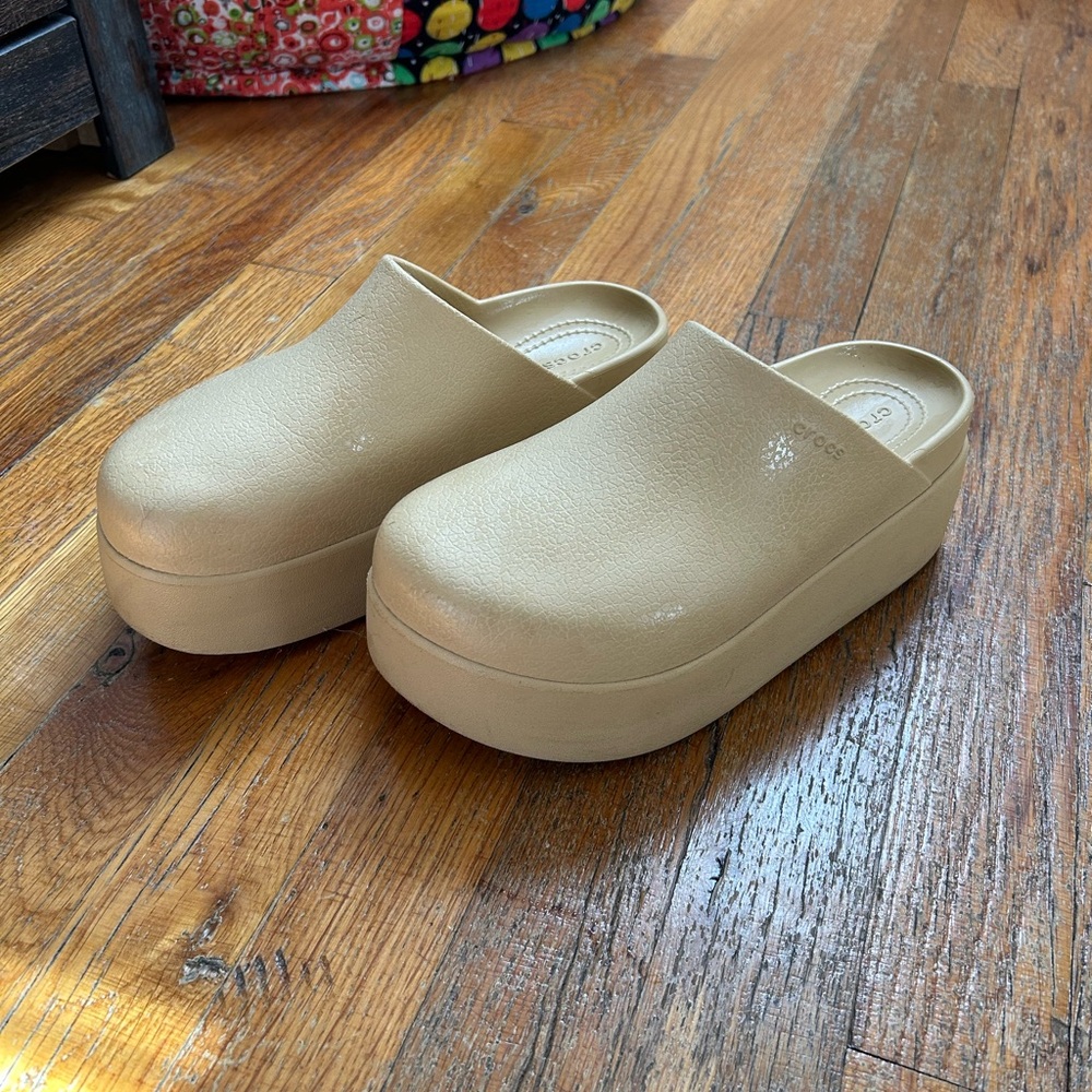 Beige Platform Clogs